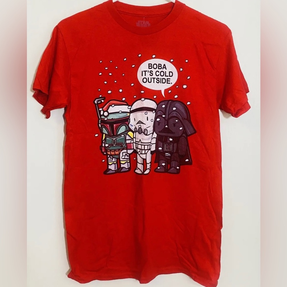Star Wars Boy's Boba It's Cold Outside  T-Shirt  Red Size S
